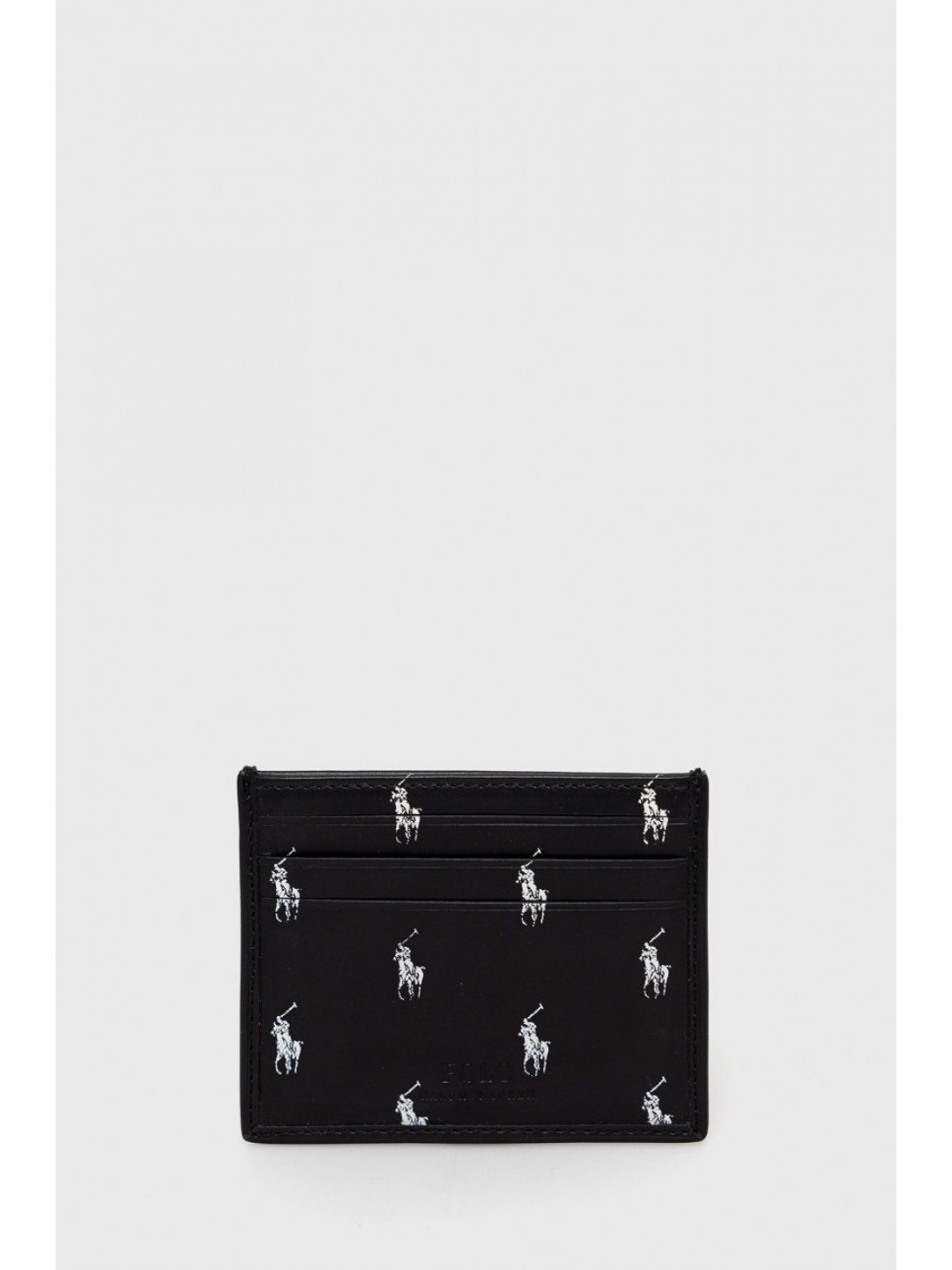 Kožené pouzdro na karty Polo Ralph Lauren pánský černá barva 405845400001